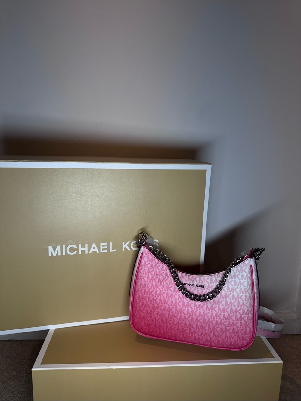 Michael Kors Pink Ombre MK Signature Shoulder Bag